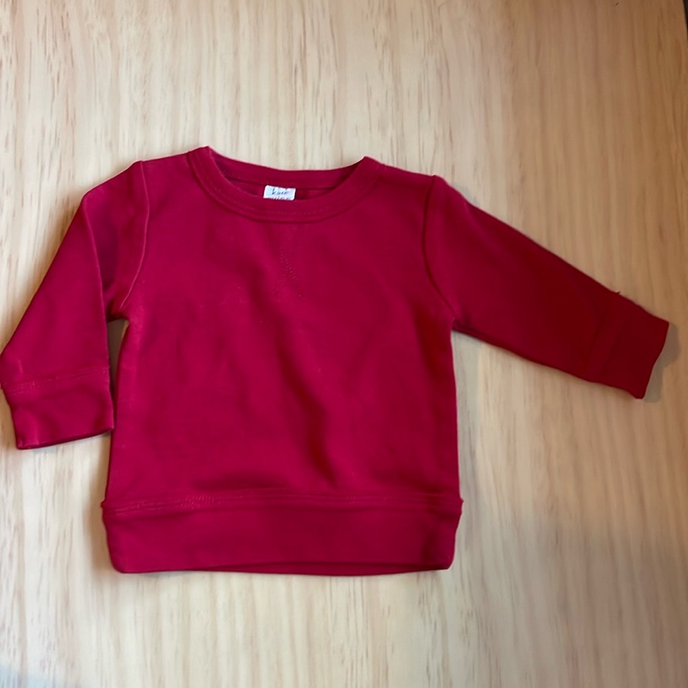 Kate Quinn NWOT 100% organic cotton red sweatshirt size 3-6m